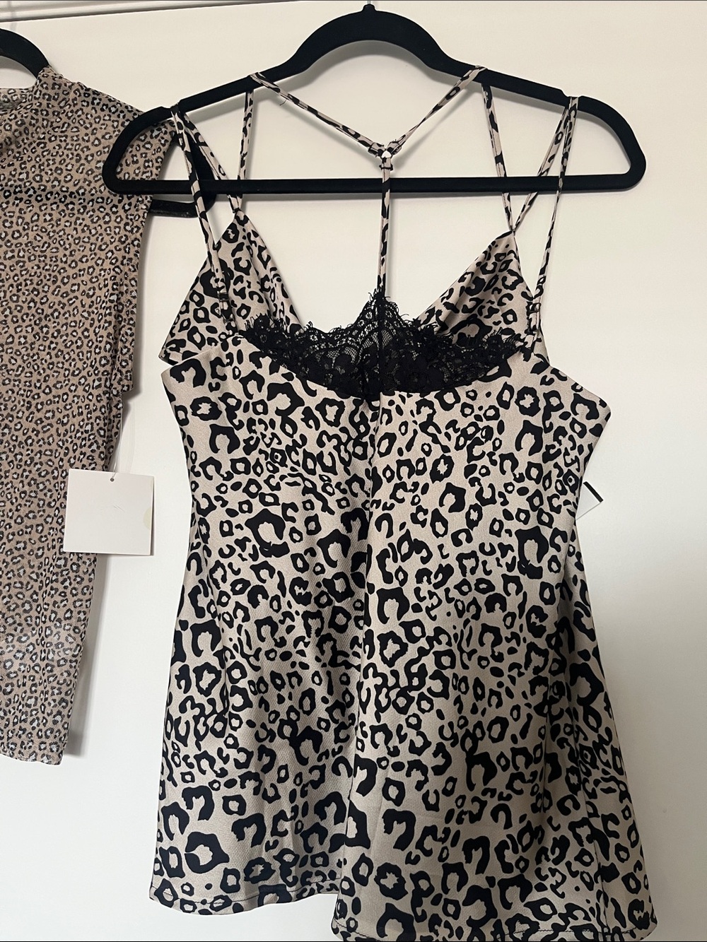 Leopard Print Satin Cami Top - Taupe/Black - Picture 6 of 7